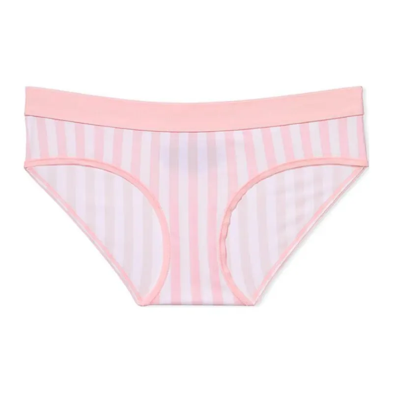 Victoria's Secret Logo Cotton Hiphugger Panty/Pretty Blossom Stripe Underpants Women's 1 Pack Pink Stripes-0