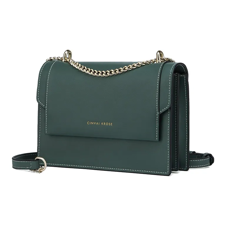 Simvay Clos Cow Leather Shoulder Bag, Crossbody Bag, Small Square Bag Medium Size Women's Jasper/Black-2