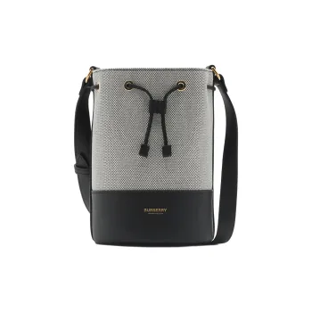 Burberry Canvas Bucket Bags Shoulder Bag Crossbody Bag Mini Women's Black