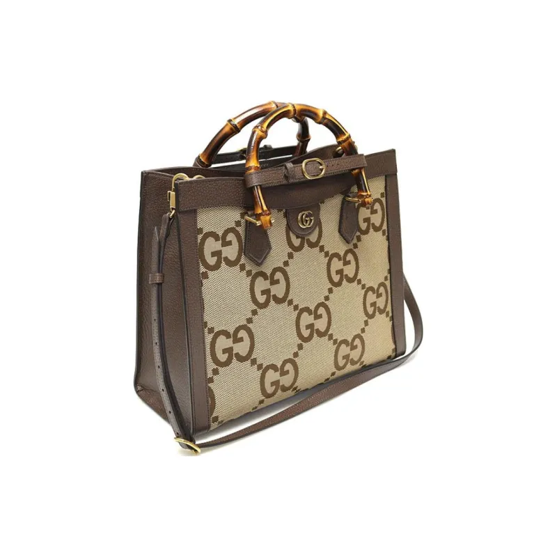GUCCI Diana Canvas With Leather Canvas Bag Shoulder Bag Crossbody Bag Handbag Medium Size Women's Brown-1