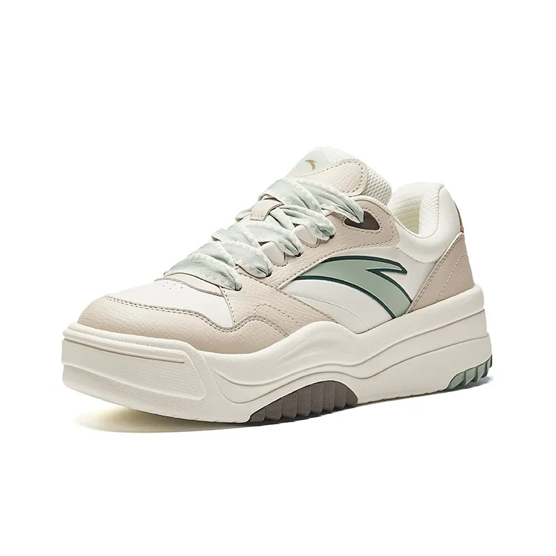 Anta Wave Shoes 2 Wear-Resistant Height Increasing Low-Top Skateboard Shoes Men's White Green-1