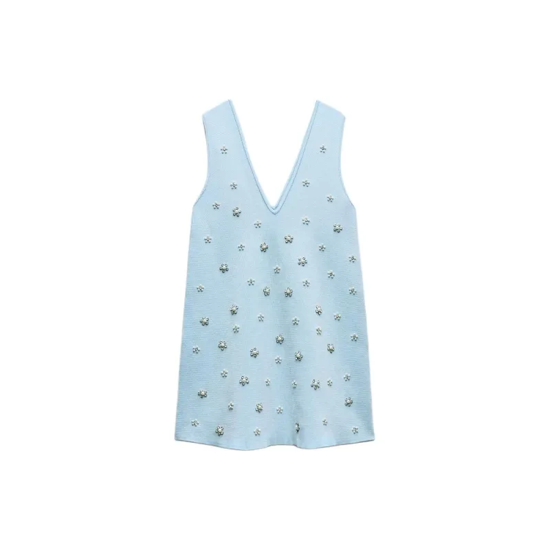 ZARA Sleeveless Dress Women's Light Blue-1