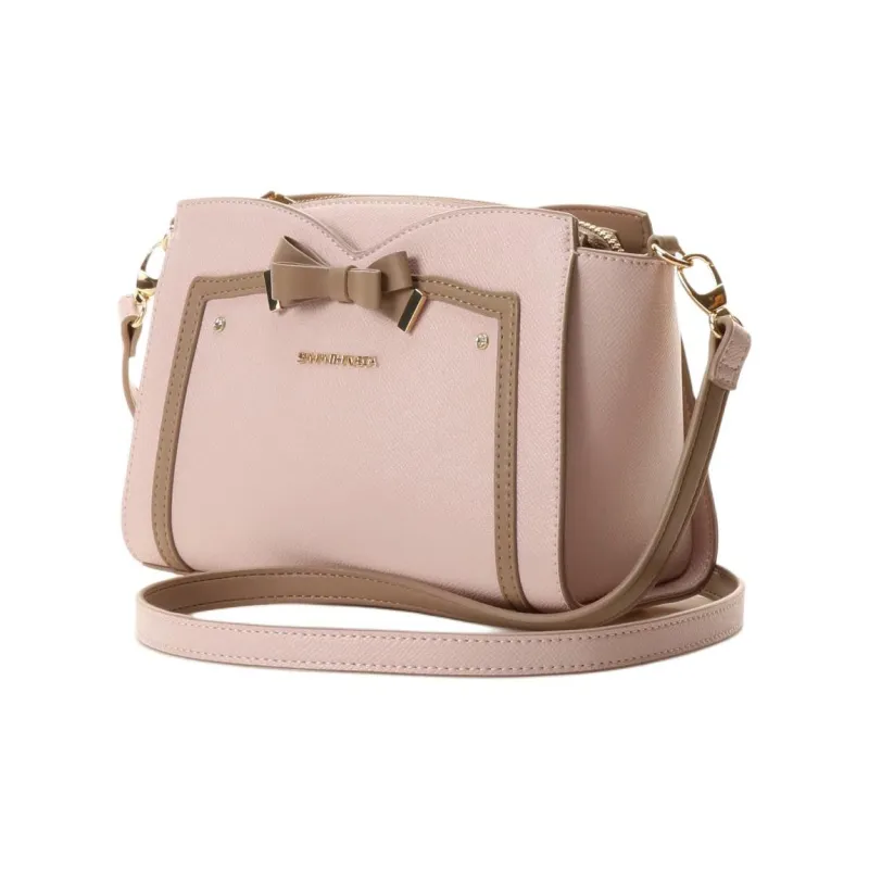 SAMANTHA THAVASA Synthetic Leather Shoulder Bag Women's Pink Beige-2