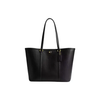 COACH Polished Pebble Leather Tote Bag, Shopping Bag, Handbag Large Size Women's Black