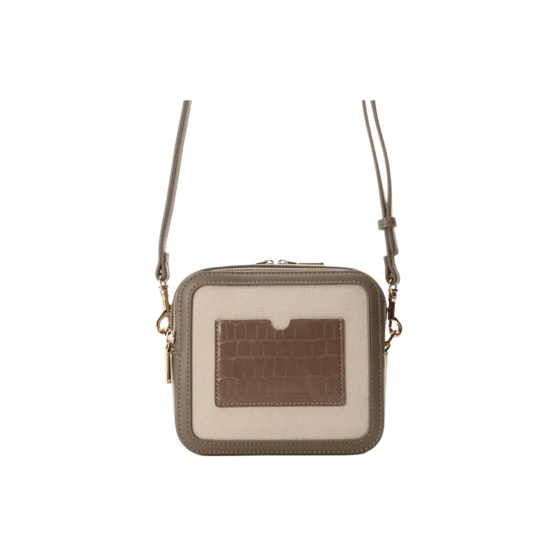 SAMANTHA THAVASA Cotton Linen And Synthetic Leather Shoulder Bag Mini Women's Plain Fabric Color-5