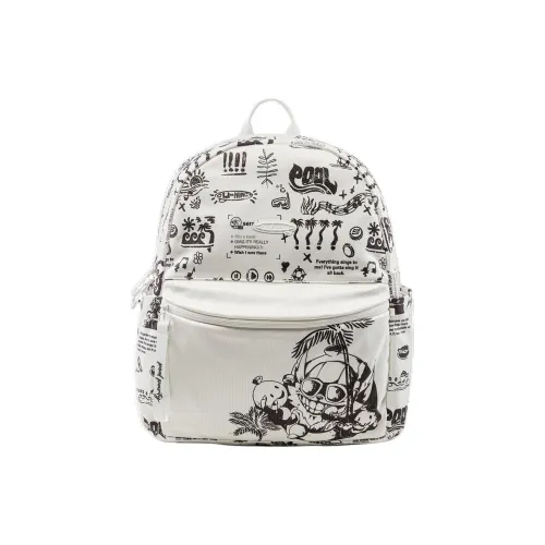 Lol X LINING Backpacks Ivory/Black All Over Print