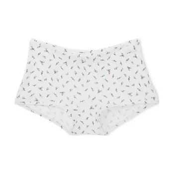 Victoria's Secret PINK COTTON BOYSHORT PANTY / Optic White Ditsy Floral Print Underpants Women's 1 Pack Optical White