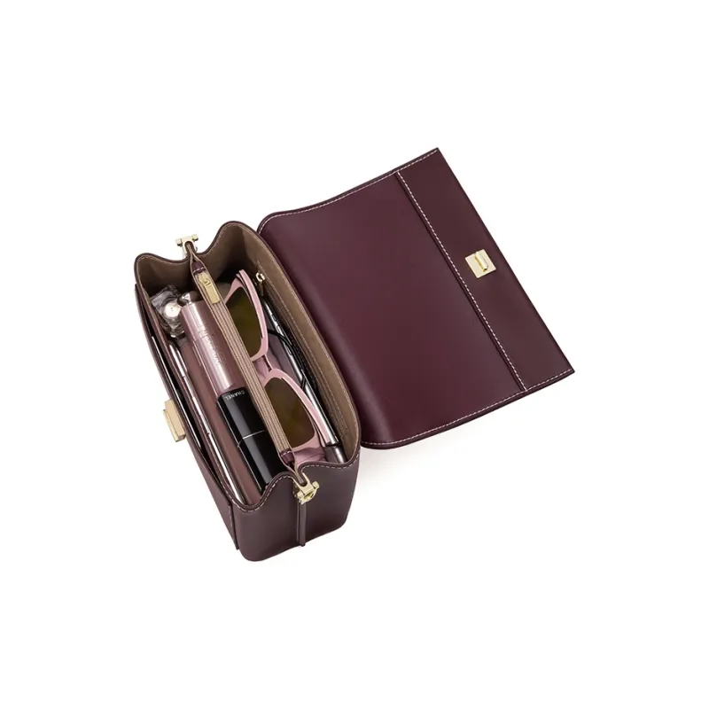 Simvay Clos Cow Leather Small Square Bag Shoulder Bag Regular Women's Burgundy/Black/Gray Green-4