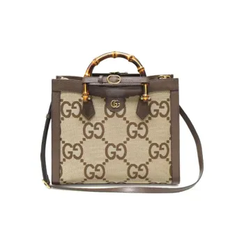 GUCCI Diana Canvas With Leather Canvas Bag Shoulder Bag Crossbody Bag Handbag Medium Size Women's Brown