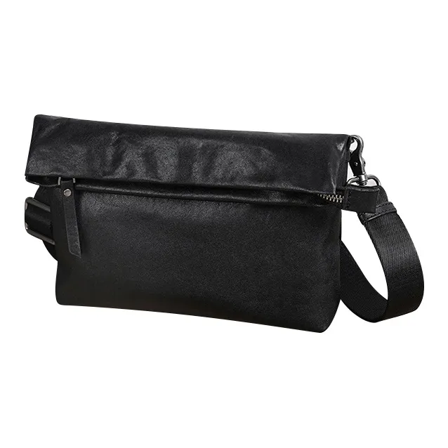 DOSRFINI Genuine Leather Crossbody Bag Small Size Men's Black-2