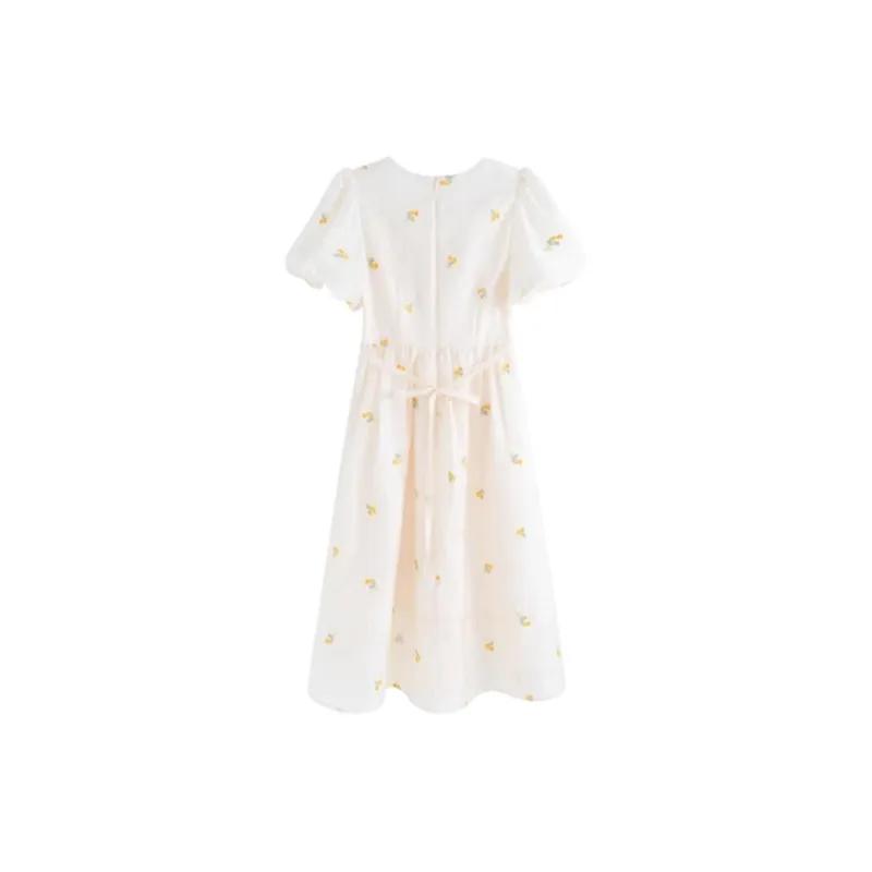 HUASJ Short Sleeved Dresses Women's Beige-1