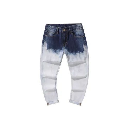 FUERZA Jeans Unisex Blue And White Clouds