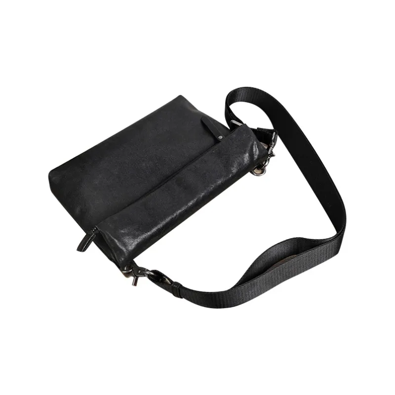 DOSRFINI Genuine Leather Crossbody Bag Small Size Men's Black-4