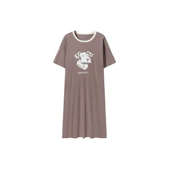 Close-fitting Areas Nightgown Women's Coffee
