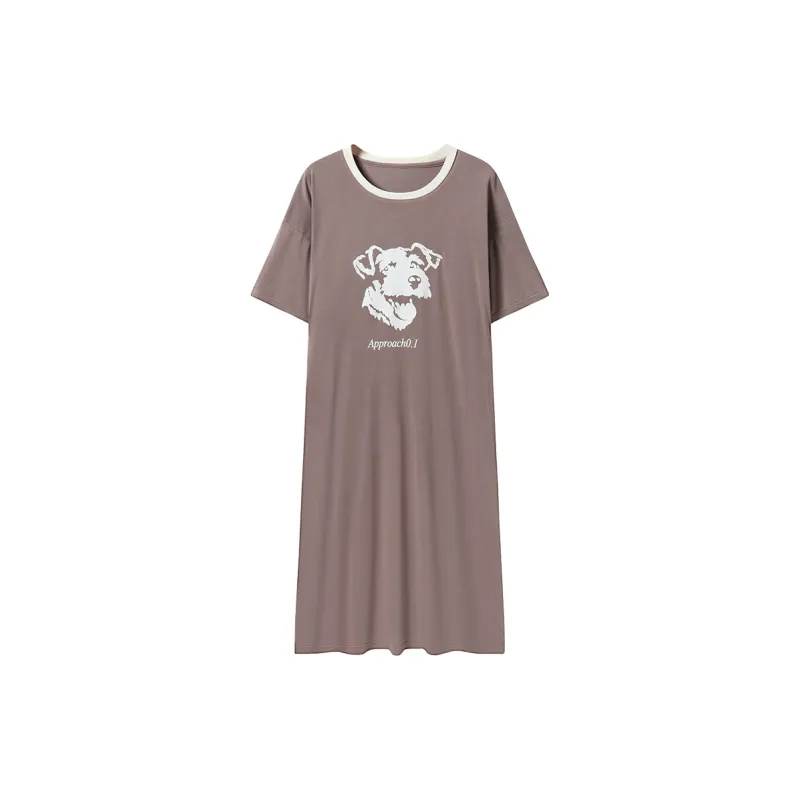 Close fitting Areas Nightgown Women's Coffee-0