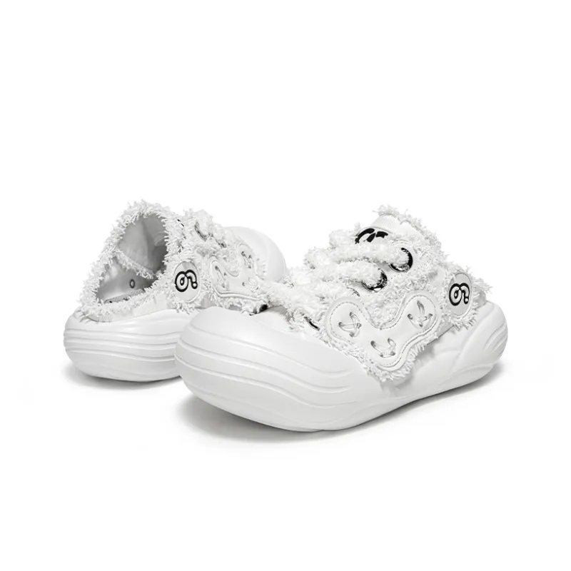 CN Cheese Foam Anti Slip Wear Resistant Breathable Lightweight Height Increasing Low Top Canvas Shoes Unisex White-2