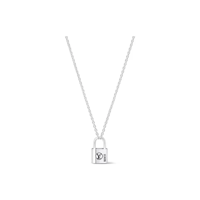 LOUIS VUITTON SiLOUIS VUITTONer Lockit Pendant Sterling SiLOUIS VUITTONer Black Laquered-1