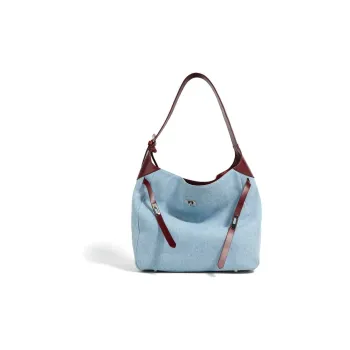 DEERE JACK Cow Leather One Shoulder Crossbody Tote Women's Blue & Pink