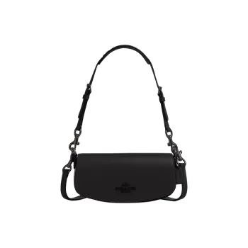 COACH Calfskin Shoulder Bag Crossbody Bag Handbag Small Size Women's Black