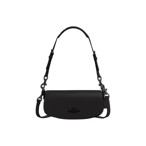 COACH Calfskin Shoulder Bag Crossbody Bag Handbag Small Size Women's Black