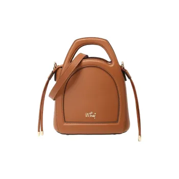 Why Cow Leather Shoulder Bag, Crossbody Bag, Handbag Small Size Women's Caramel/Black/Ecru
