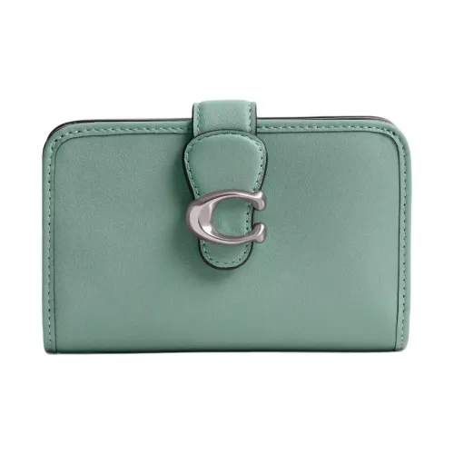 COACH Tabby Leather Wallet Medium Size Women's Blue Crystal Green