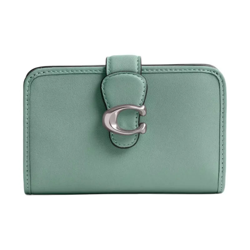COACH Tabby Leather Wallet Medium Size Women's Blue Crystal Green-0