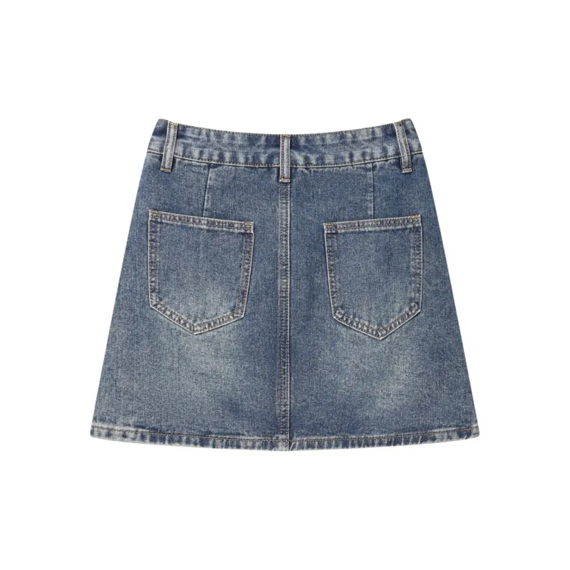 ZAVK Denim Short Skirts Women's Vintage Blue-1