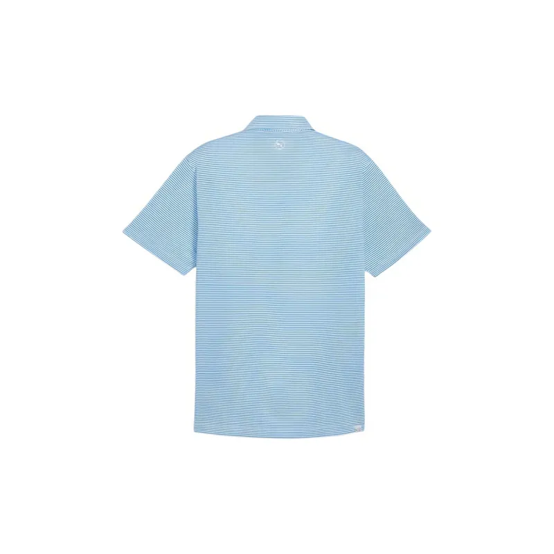 PUMA Isle Men's Golf Pique Polo Polo Shirt Men's Water Blue-white Luminous-1
