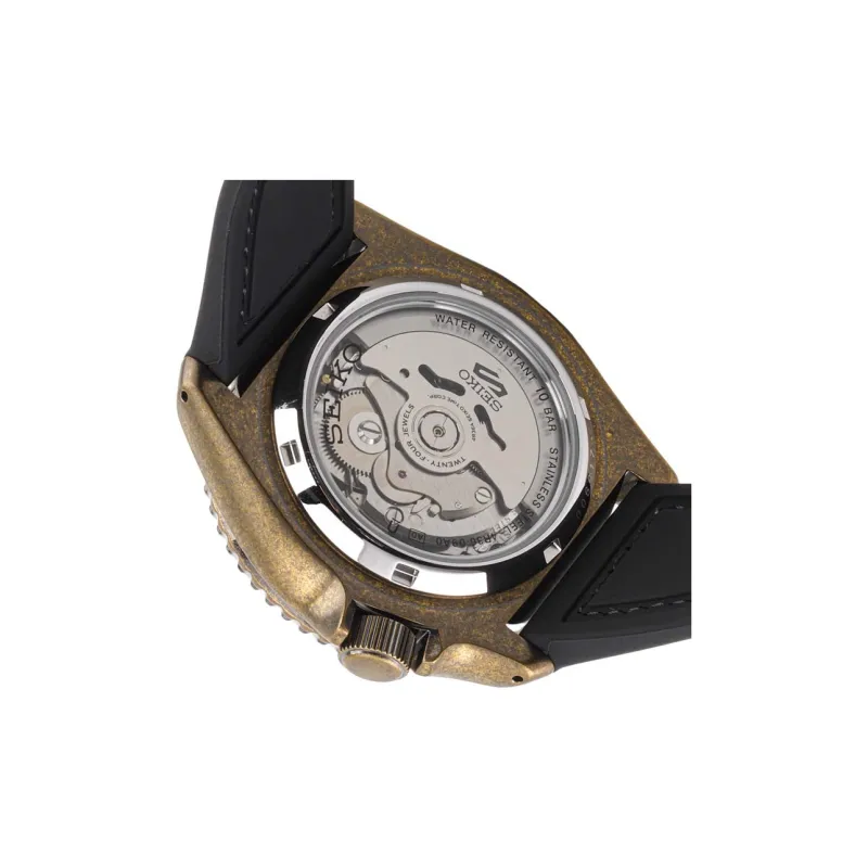 SEIKO Series 5 Mechanical Movement Artificial Leather Strap Watch Men's Watches Black Dial-6
