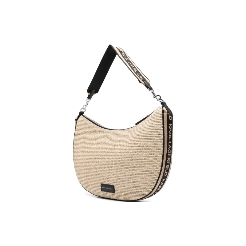 KARL LAGERFELD Cotton Handbag Shoulder Bag Medium Size Unisex Beige-1