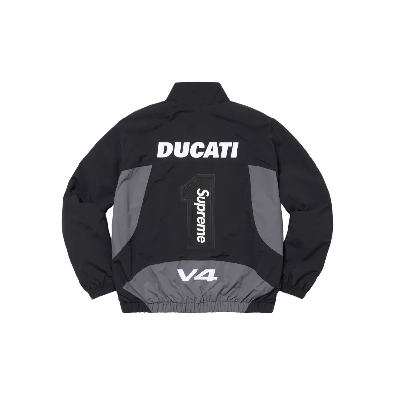 Supreme X DUCATI SS24 WEEK16 Track Jacket   Unisex Elastic Hem Zip up Jacket With Logo Design-1