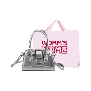 Worm's Home PU Crossbody Bag, One Shoulder Handbag Regular Women's Silver