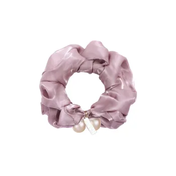 ROYALSASA Silk Chiffon, Faux Pearl Hair Tie Women's