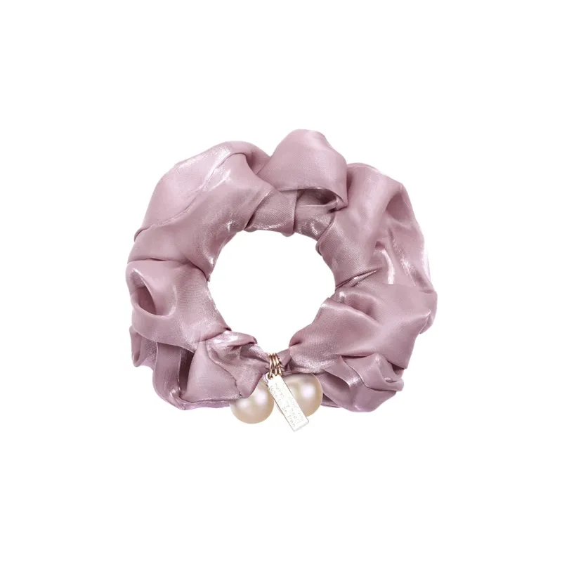 ROYALSASA Silk Chiffon, Faux Pearl Hair Tie Women's-0