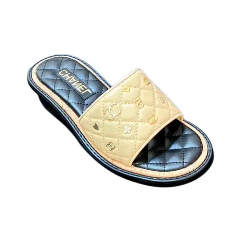 CHANEL Slide Slippers Women's Light Yellow-3
