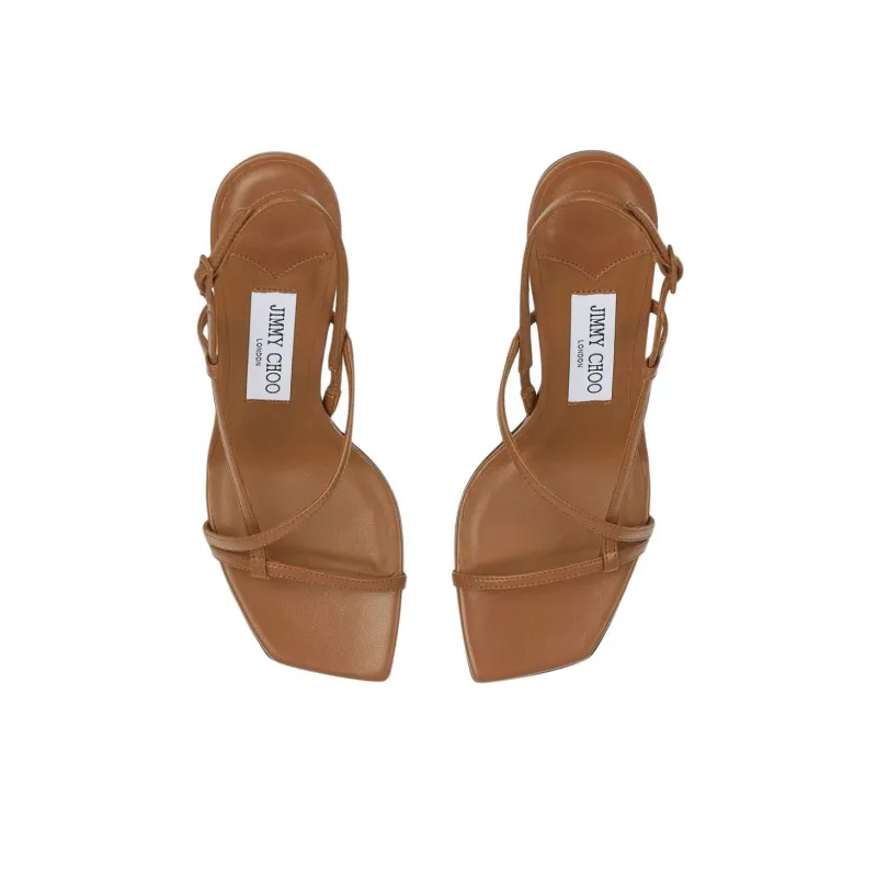 Jimmy Choo Etana Strap Sandals 8cm Women's Brown-4