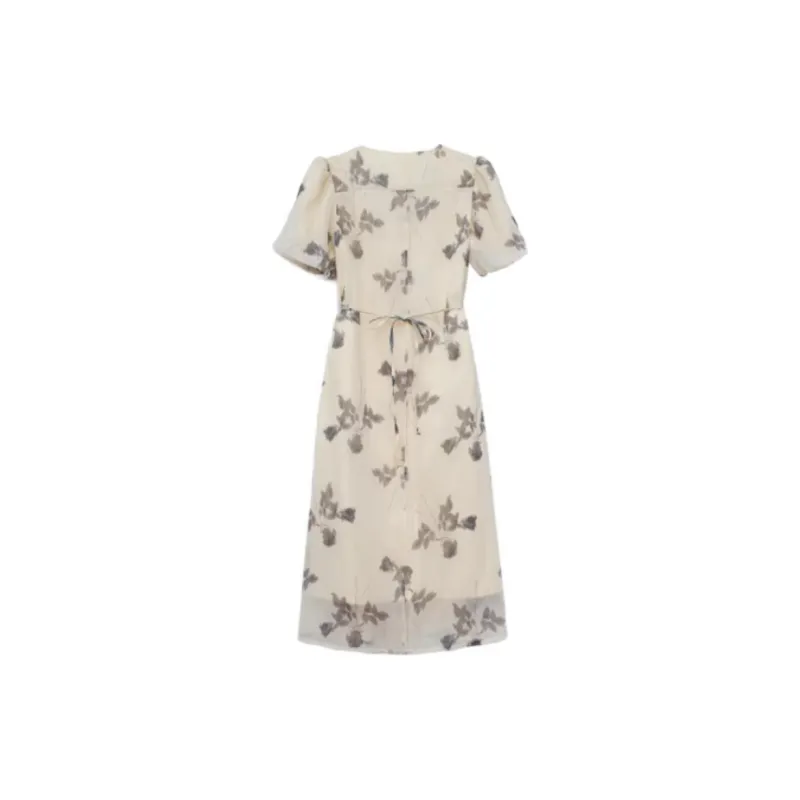 HUASJ Short Sleeved Dress Women's Light Gray-1