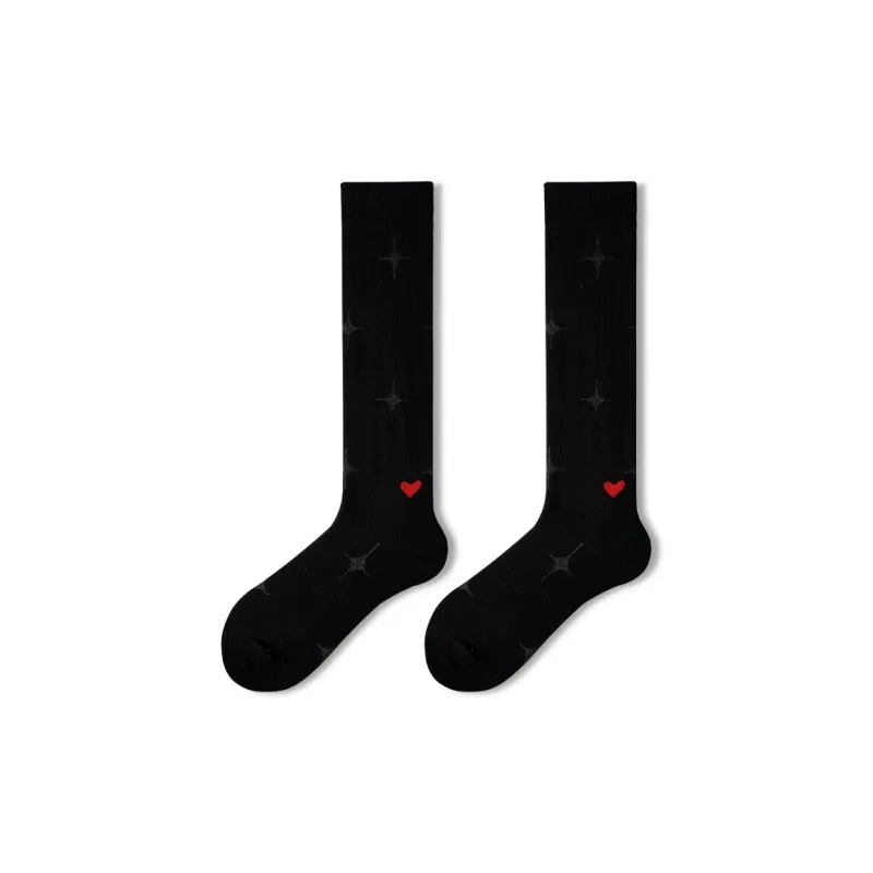 Primeet Knee High Socks Women's 1 Pack Red Heart Calf Socks-0