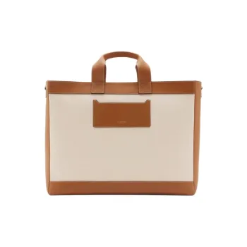 Burberry Cotton Canvas Shoulder Bag Crossbody Bag Handbag Women's Natural Tawny