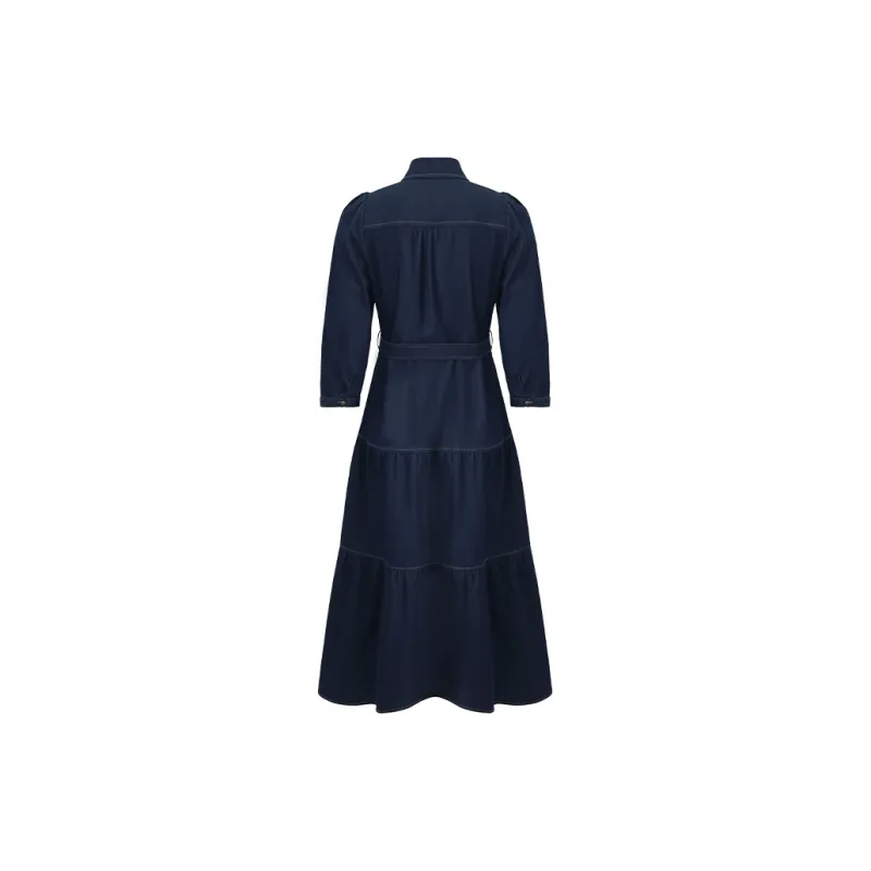 GOELIA Long Sleeved Dress Women's 75U Denim Blue-1