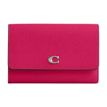 COACH Polished Pebble Leather Wallet Medium Size Women's Dragon Fruit