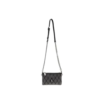 STEVE MADDEN PU Shoulder Bag Crossbody Bag Small Size Women's Black & Silver