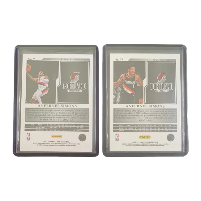 PANINI Anfernee Simons 2022 23 NOIR Trail Blazers 12/49 BASE+22/99 BASE Star Card Condition Passed Sports Cards 2 Pcs-1