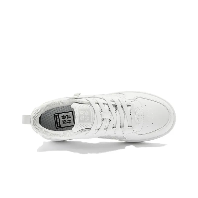 QIAODAN Anti Slip Wear Resistant Low Top Skateboard Shoes Women's White Gray-4