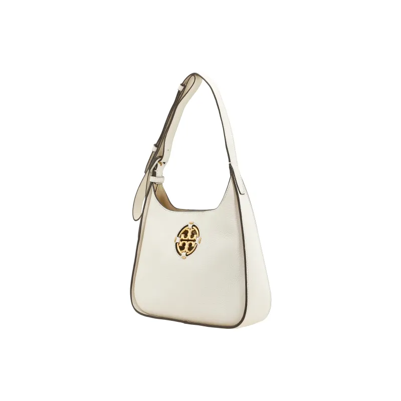 TORY BURCH Miller Leather With Suede Shoulder Bag, Handbag, Shoulder Bag, Crossbody Bag Trumpets Women's Ivory White-3