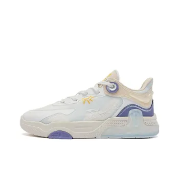 QIAODAN Non slip Wear resistant Shock Absorption Low Top Skateboard Shoes Women's White Blue