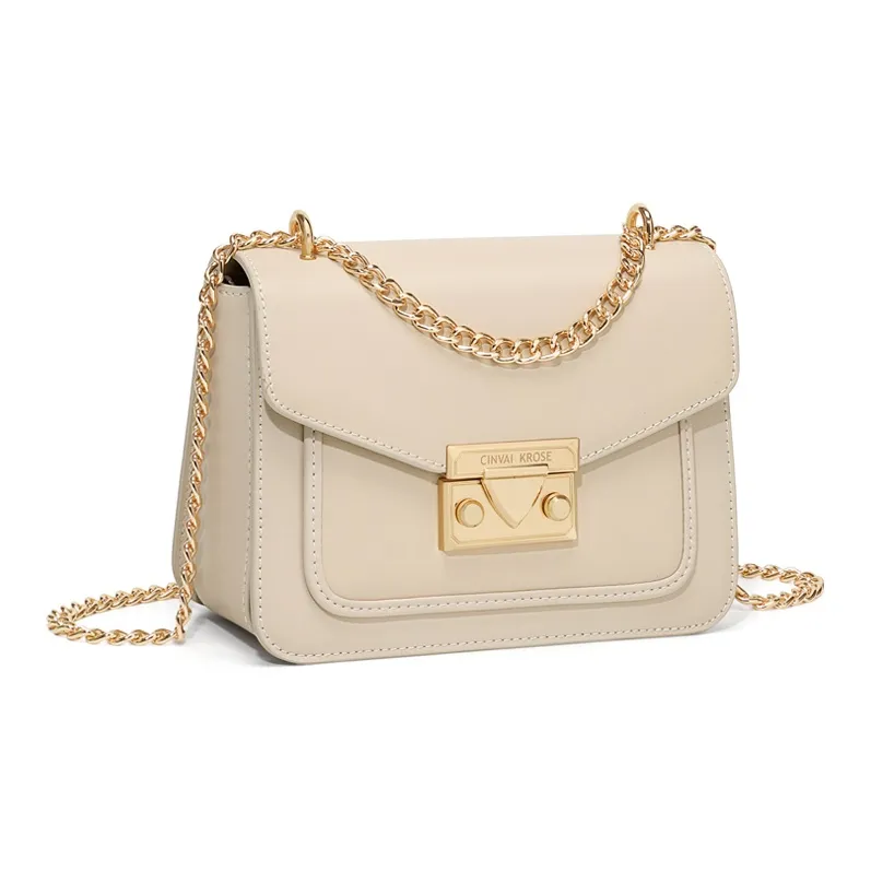 Simvay Clos Cow Leather Patchwork Synthetic Leather Small Square Bag Chain Shoulder Bag Women's-16