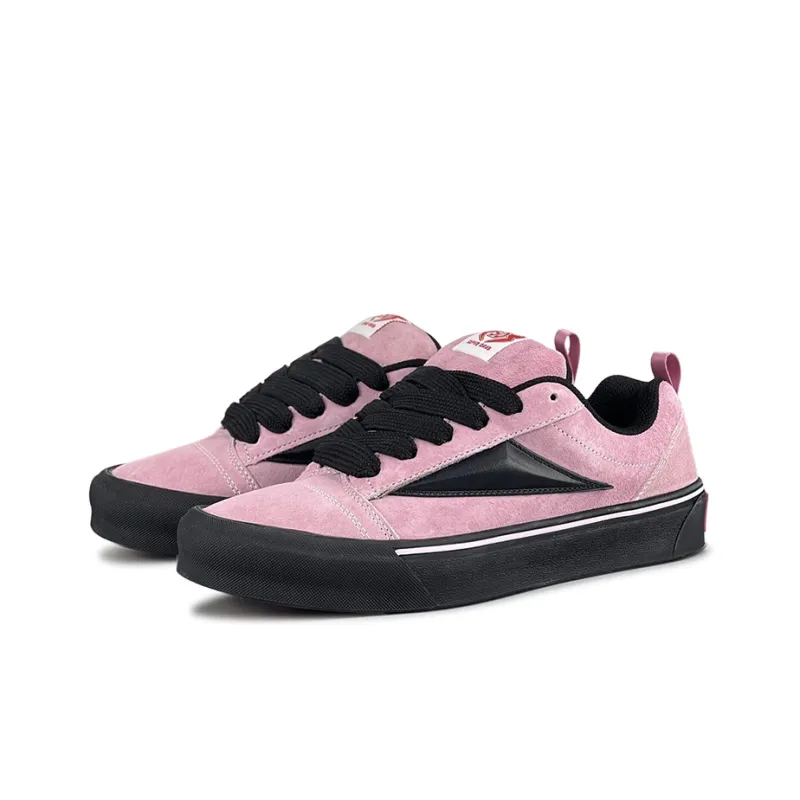 LuzaoT SUPER DRAG Puffy Shoes Anti Slip Wear Resistant Low Top Skateboard Shoes Women's Black Pink-3