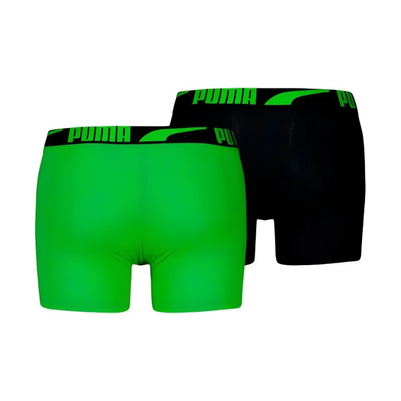 PUMA Men's Boxer Briefs 2 Pack Underpants Men's 2 Pack Green+Black-1